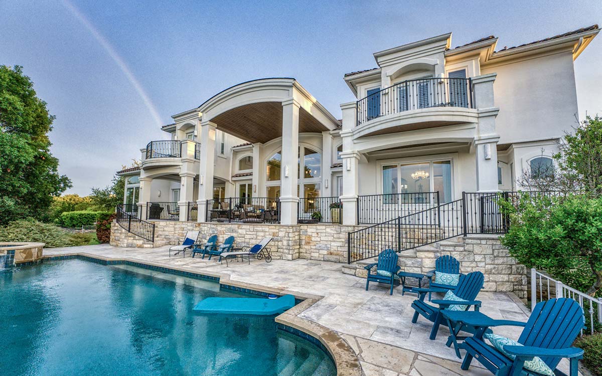 Texas Artisan Homes Austin Custom Home Builder Eterior Elevation Pool